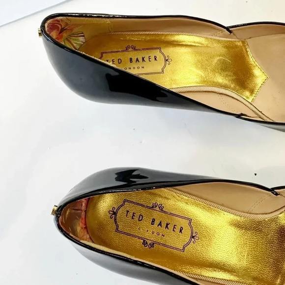 TED BAKER Black Patent Leather Kitten Heel Size 9.5 - Picture 6 of 8